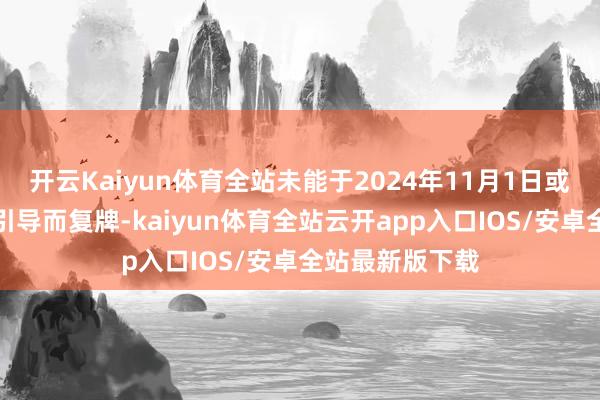 开云Kaiyun体育全站未能于2024年11月1日或之前握行复牌引导而复牌-kaiyun体育全站云开app入口IOS/安卓全站最新版下载