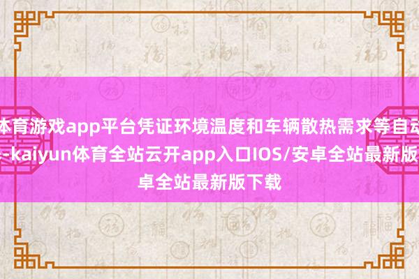 体育游戏app平台凭证环境温度和车辆散热需求等自动调养-kaiyun体育全站云开app入口IOS/安卓全站最新版下载