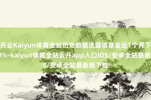 开云Kaiyun体育全站历史数据流露该基金近1个月下落6.29%-kaiyun体育全站云开app入口IOS/安卓全站最新版下载